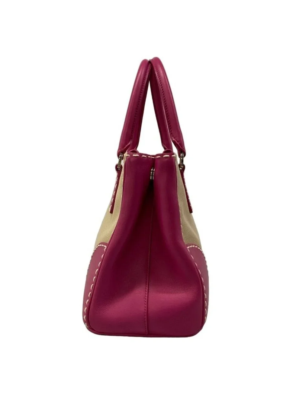 Prada Handbag Canapa City Beige Pink Leather
